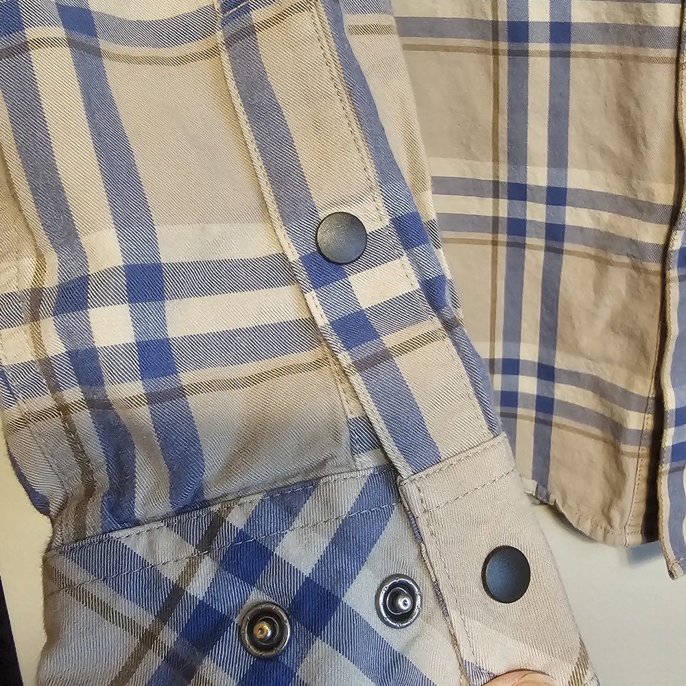 5.11 Tactical Series Plaid Long Sleeve Snap Shirt Men’s Small  Beige Blue - Picture 3 of 9